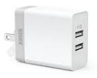 Original Anker B2021 PowerPort 2 Dual USB PowerIQ Wall Charger With Data Cable 24W